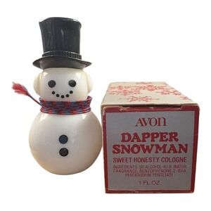 Avon‎ Dapper Snowman Sweet Honesty Cologne Bottle w/ Box Vintage 1970s Empty
